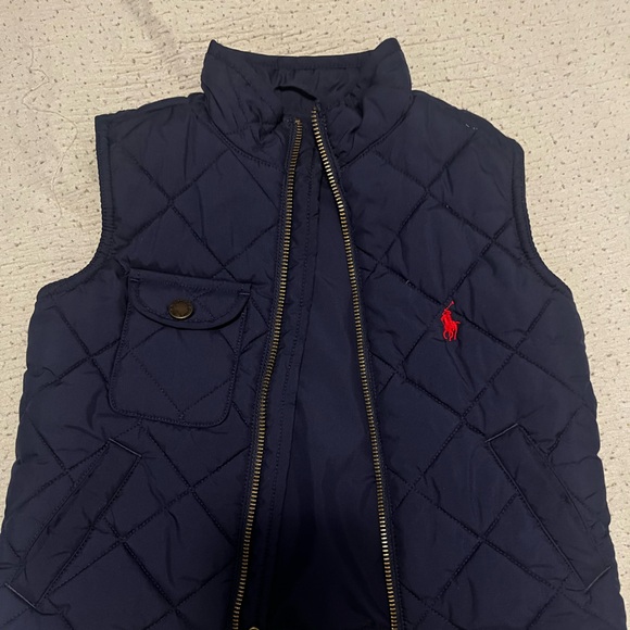 Polo Ralph Lauren Other - Polo by Ralph Lauren Navy Quilted Vest with Red Logo- size 2T